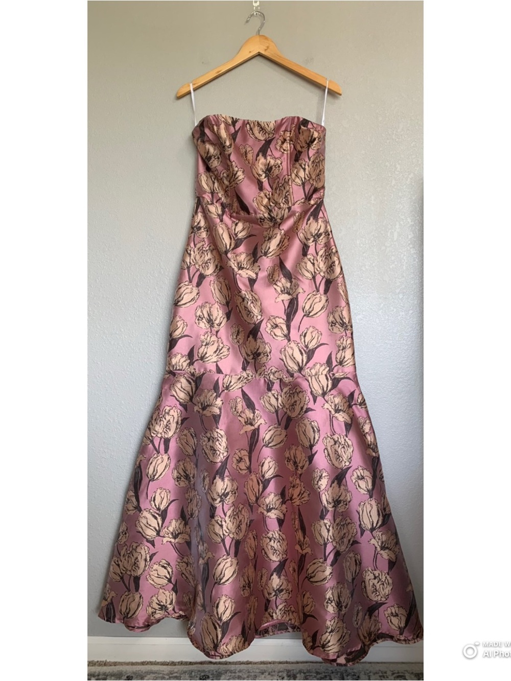 Lulus Large Gowning Around Mauve Floral Jacquard Strapless Maxi Dress NWT Formal - Picture 3 of 15